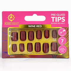 Pinky Goat Nails Pre-Glued Tips - Wine Red