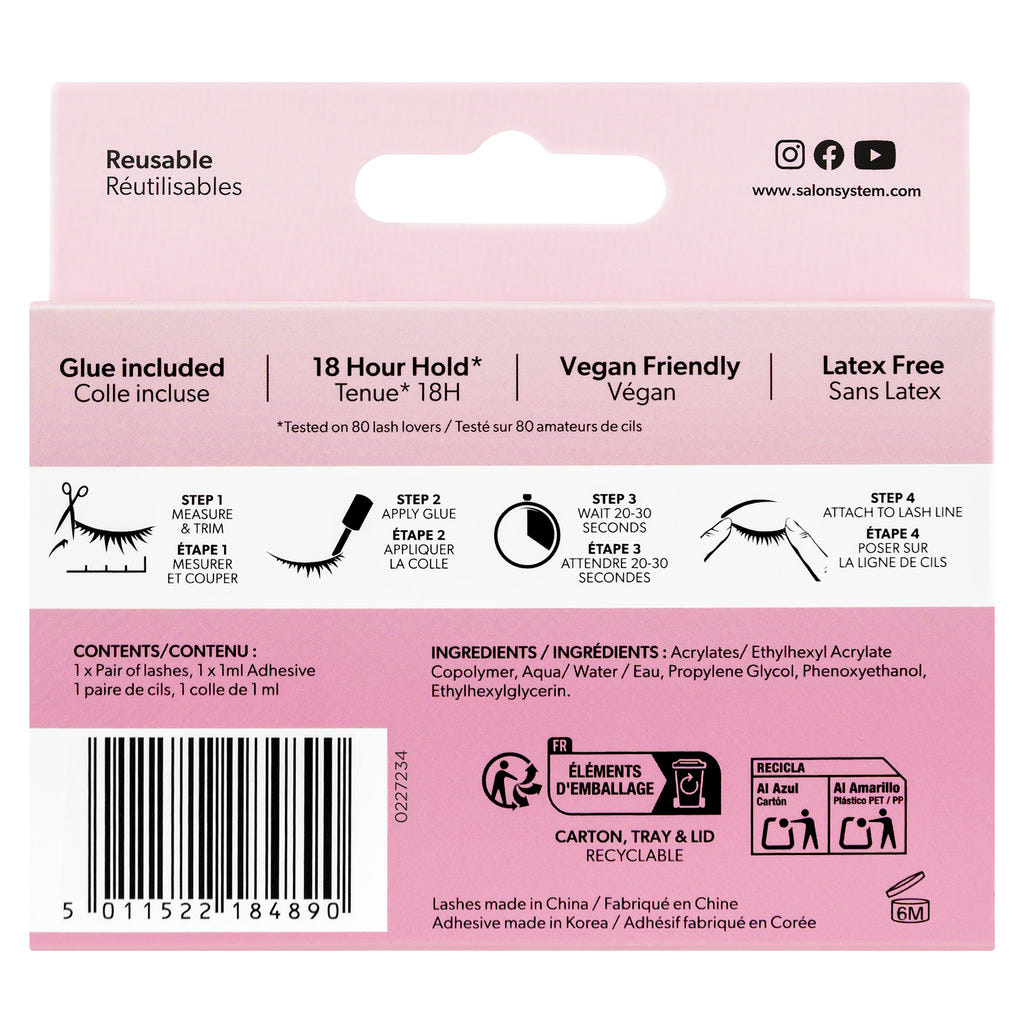 Salon System 3/4 Length 088 Wispy Volume Lashes (Back of Packaging)
