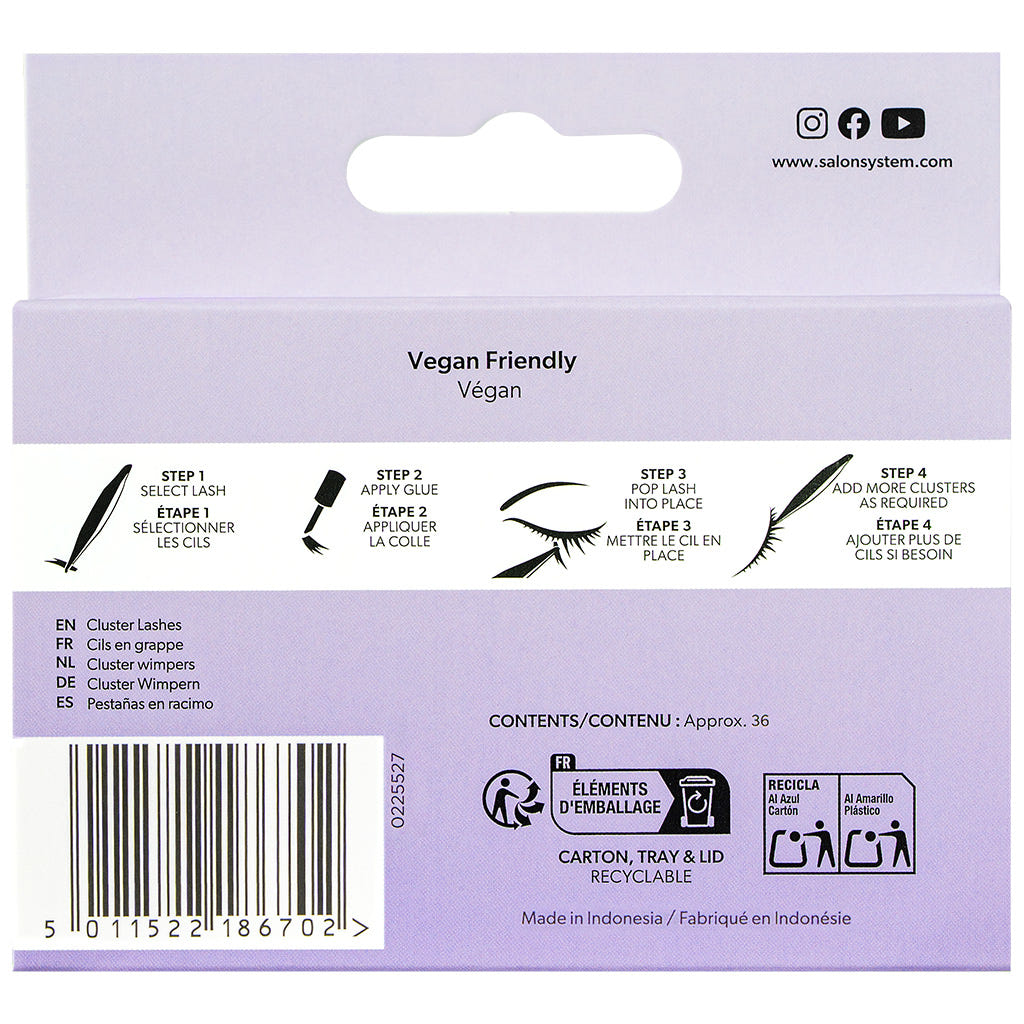 Salon System Cluster Lashes Wispy Medium (Back of Packaging)
