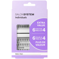 Salon System Individual Lashes Black Medium - 6 for 4 EXTRA VALUE PACK