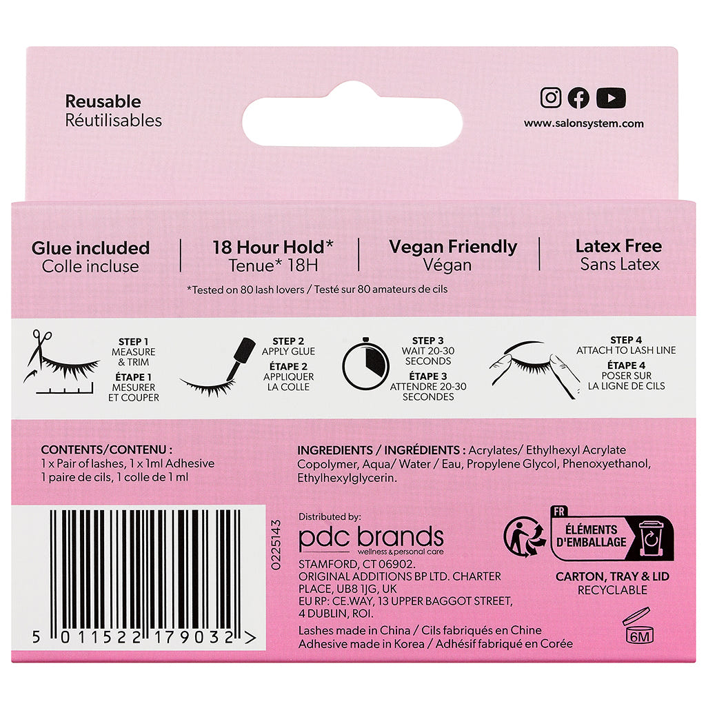 Salon System Intense 232 Ultra Volume Lashes (Back of Packaging)