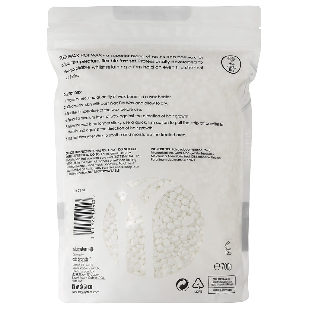 Salon System Just Wax Flexi Wax Stripless Hot Wax Tea Tree & Calendula (700g) - Back
