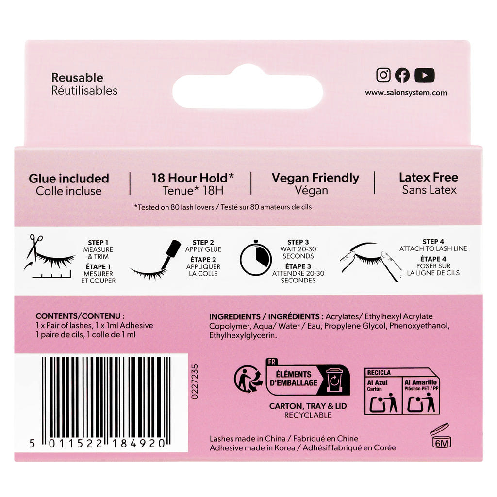 Salon System Natural 132 Wispy Light Lashes (Back of Packaging)
