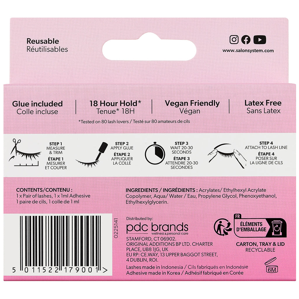 Salon System Volume 113 Wispy Volume Lashes (Back of Packaging)