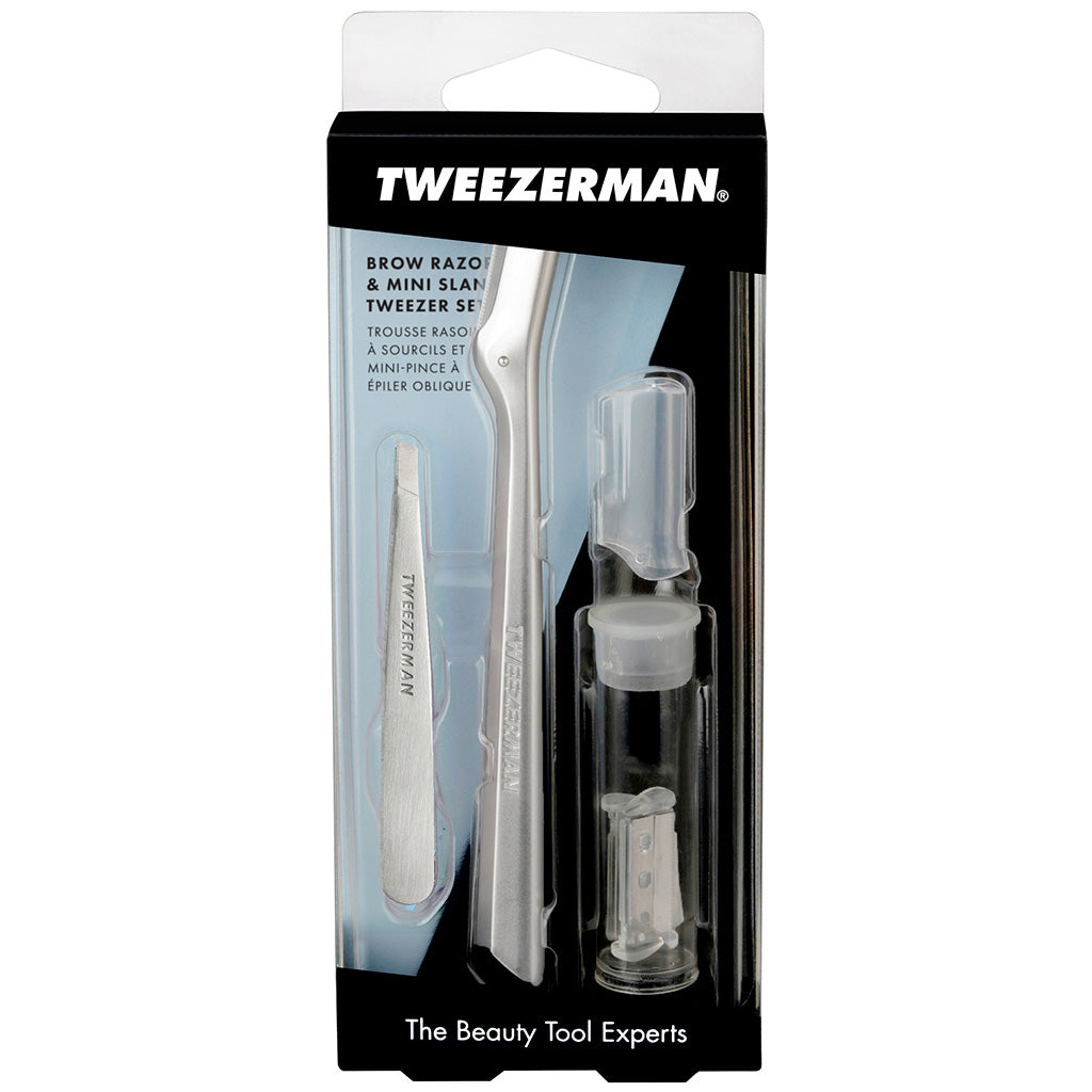 Tweezerman Brow Razor & Mini Slant Tweezer Set | False Eyelashes