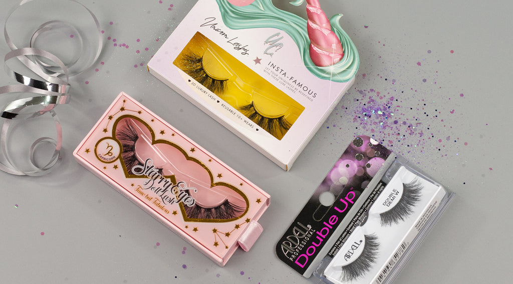 Flatlay of range of false eyelashes