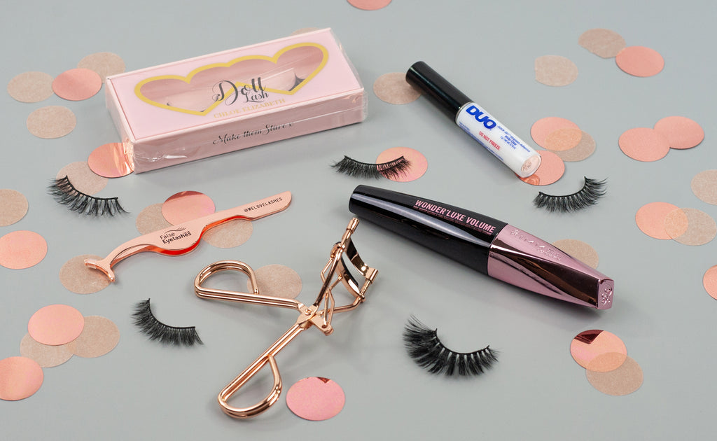 Flatlay of lashes and glue