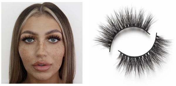 Model wearing lilly lashes in style Miami