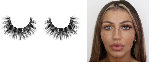 Model wearing lashes in styles Mykonos Lite