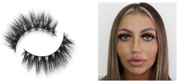 Model Wearing Lilly Lashes in style Mykonos