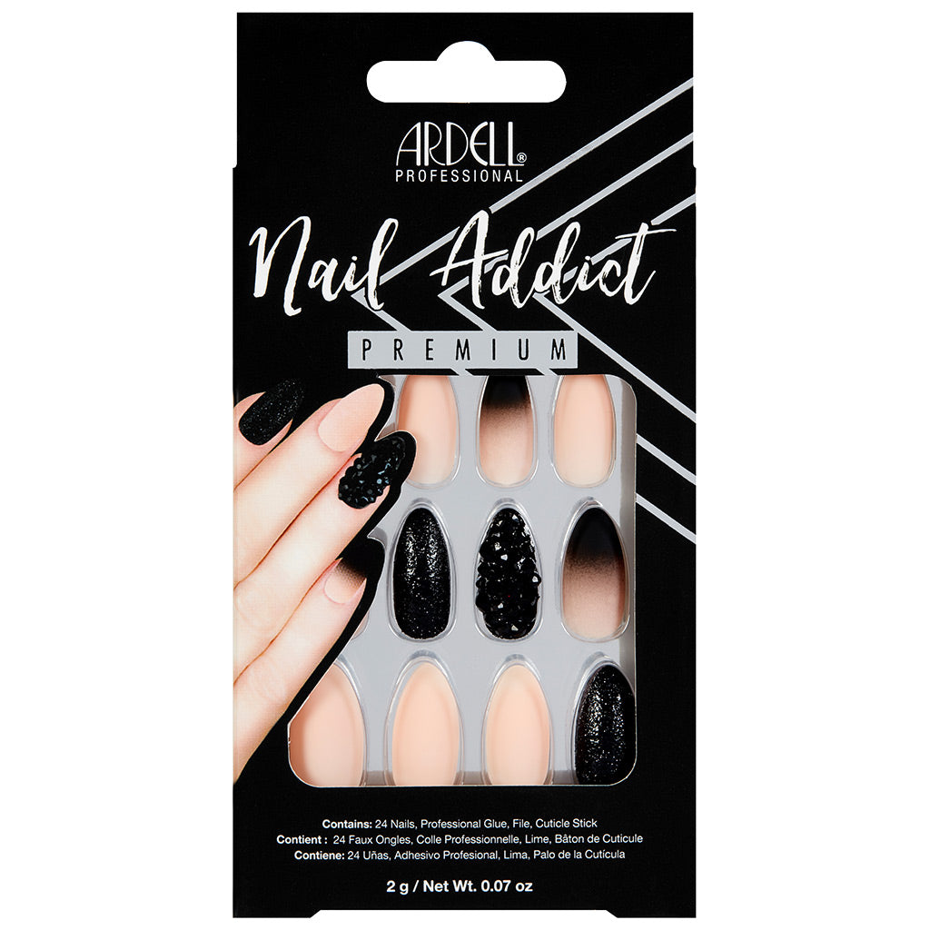 Ardell Nails Nail Addict Premium False Nails - Black Stud and Pink Ombre