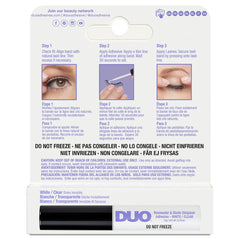 DUO Brush-on Rosewater & Biotin Strip Lash Adhesive White/Clear (5g) - Back of Packaging