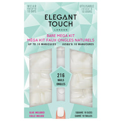 Elegant Touch False Nails Bare Mega Kit Square Medium Length