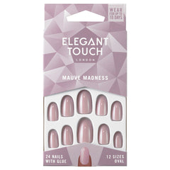 Elegant Touch False Nails Oval Medium Length - Mauve Madness