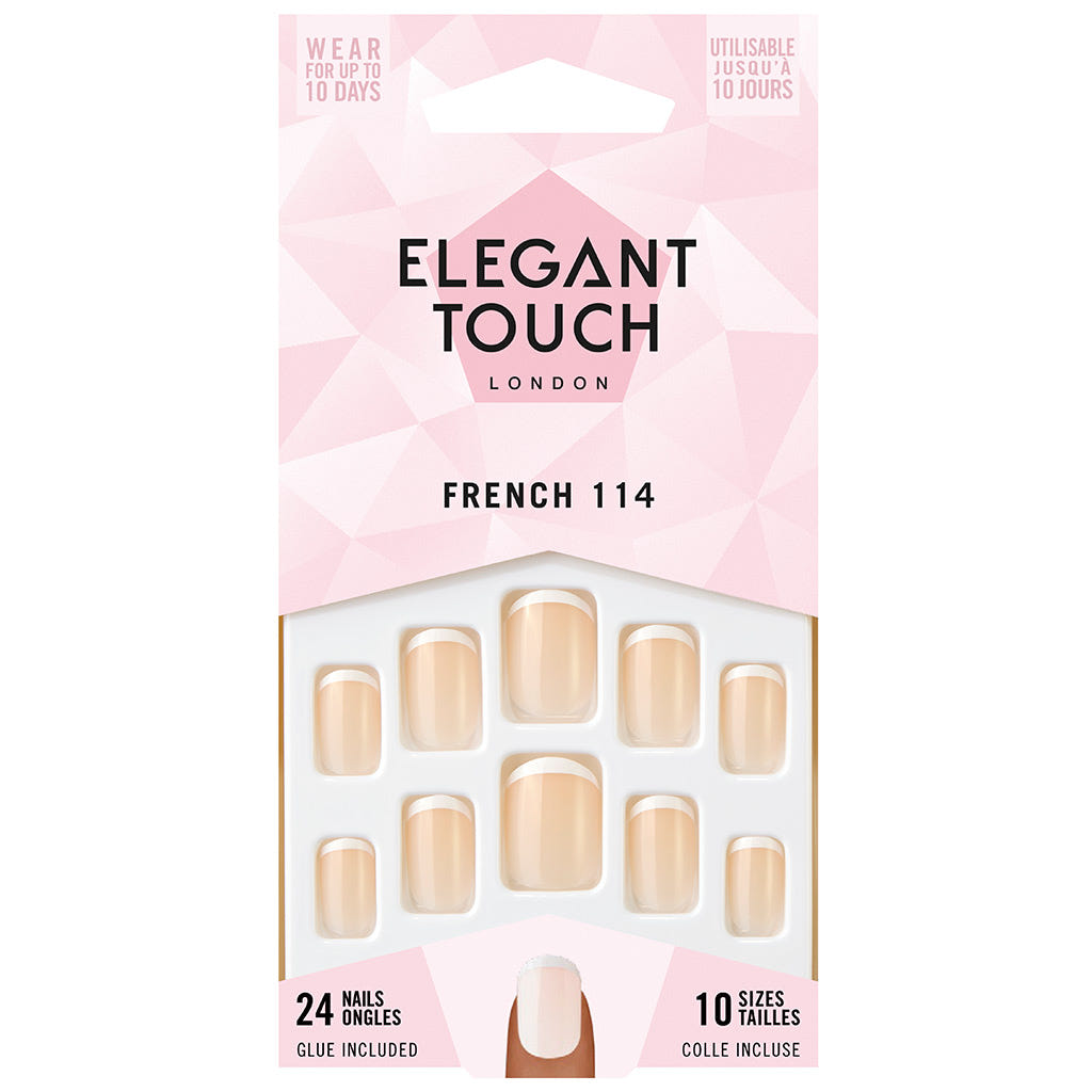 Elegant Touch False Nails Squoval Short Length - French 114