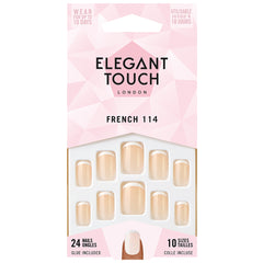 Elegant Touch False Nails Squoval Short Length - French 114