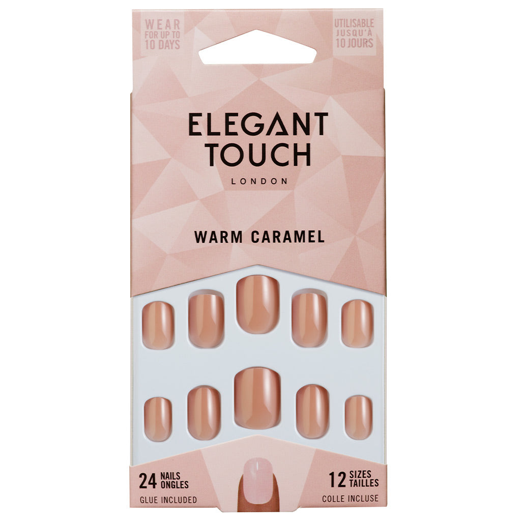 Elegant Touch False Nails Squoval Short Length - Warm Caramel