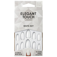 Elegant Touch False Nails Stiletto Medium Length - White-Out