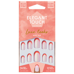 Elegant Touch Luxe Looks False Nails Oval Medium Length - Hot Tip