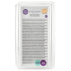 Eyelash Emporium 3D D Curls Pre-Made Fans 0.10 Mixed Lengths (9mm, 10mm, 11mm, 12mm)