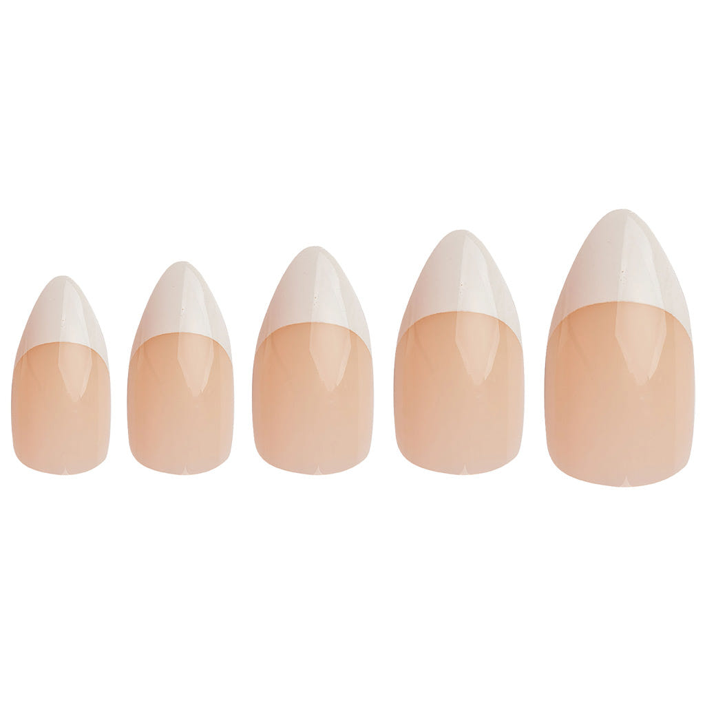 Invogue False Nails Oval Medium Length - Classic French Natural Pink (Loose)