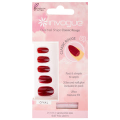 Invogue False Nails Oval Medium Length - Classic Rouge