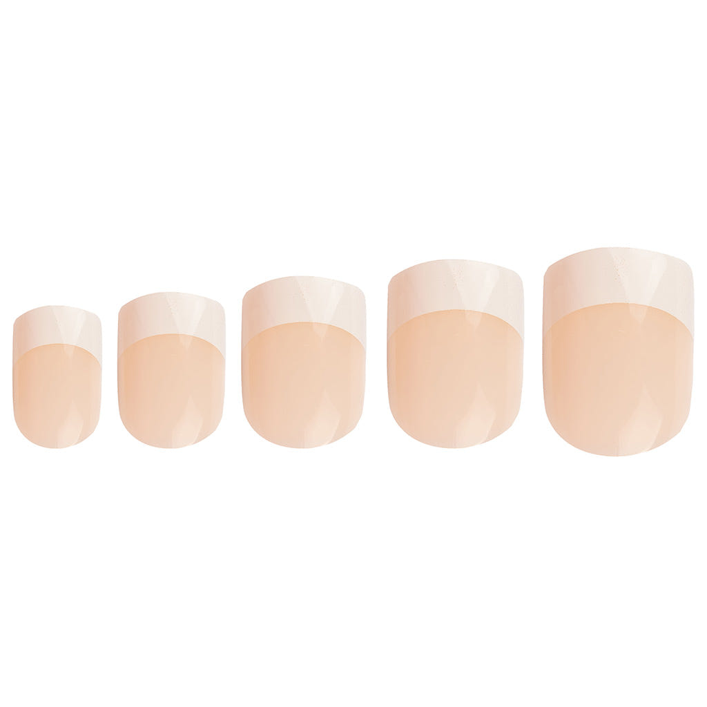 Invogue False Nails Square Medium Length - Classic French Natural Bare (Loose)