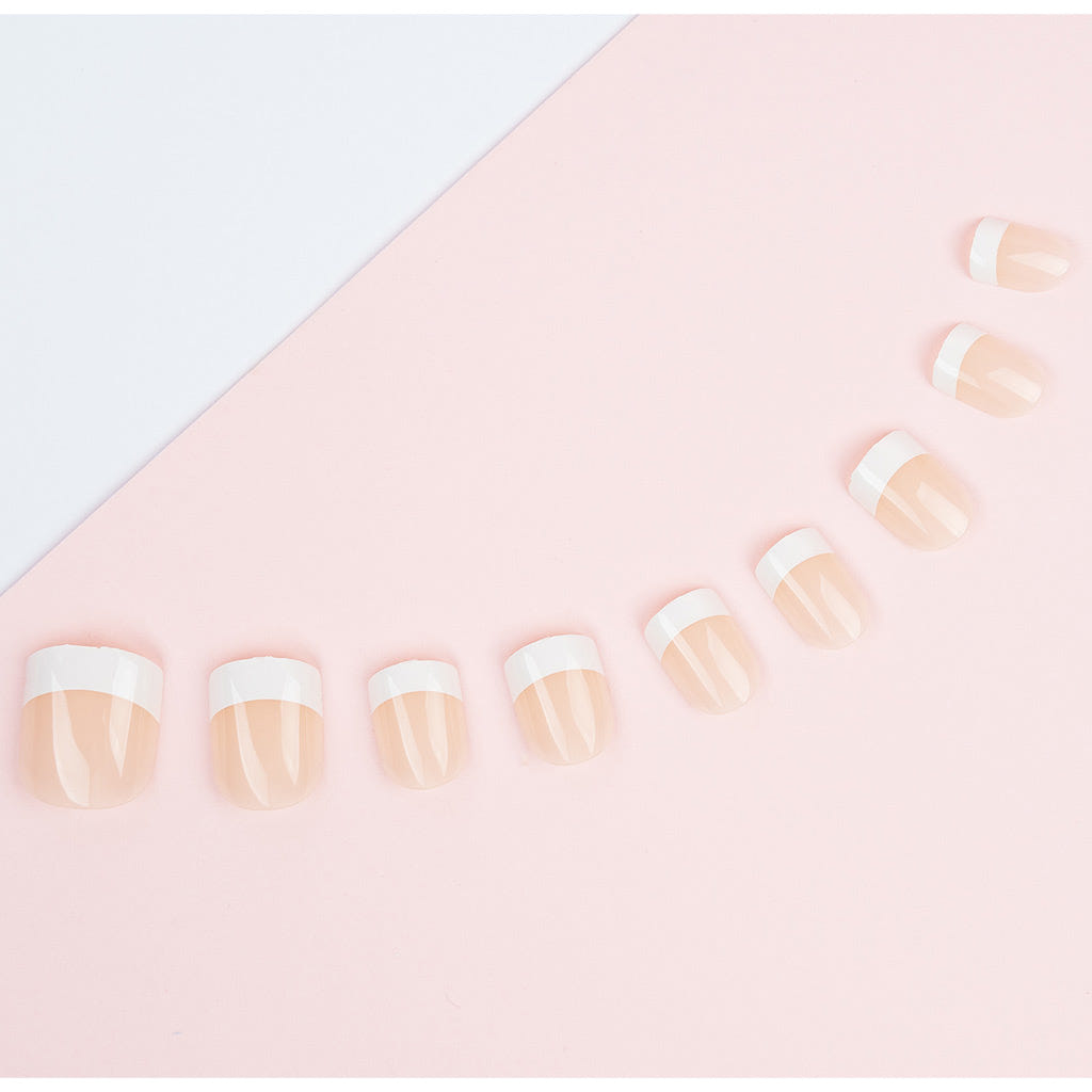 Invogue False Nails Square Medium Length - Classic French Natural Pink (Lifestyle 2)
