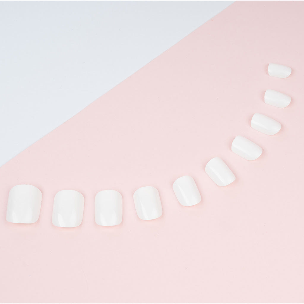 Invogue False Nails Square Medium Length - Classic White (Lifestyle 2)