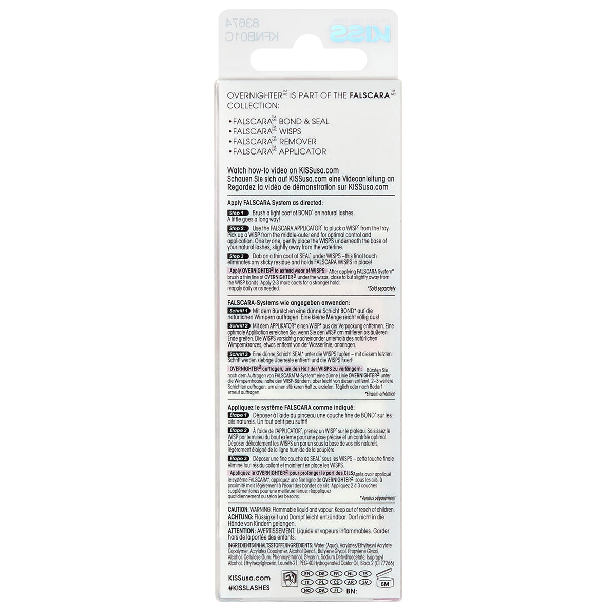 Kiss Falscara - Overnighter (Back of Packaging)