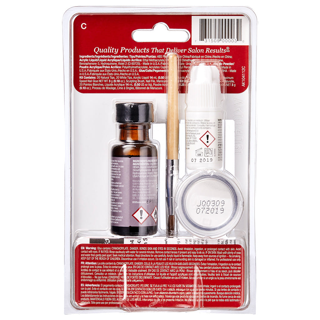 Kiss False Nails - French Acrylic Sculpture Kit (Back of Pack)