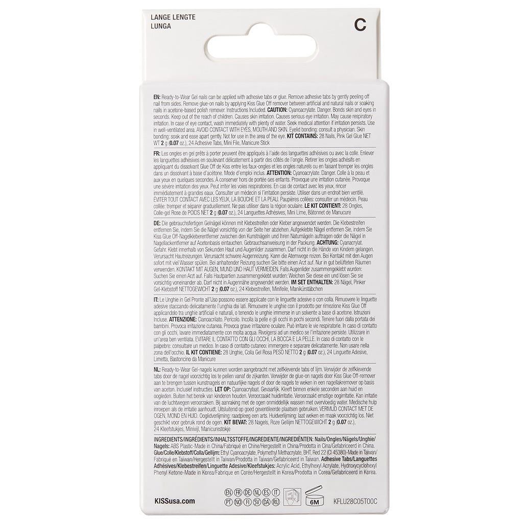 Kiss False Nails Gel Fantasy Nails - Ab Fab (Back of Pack)