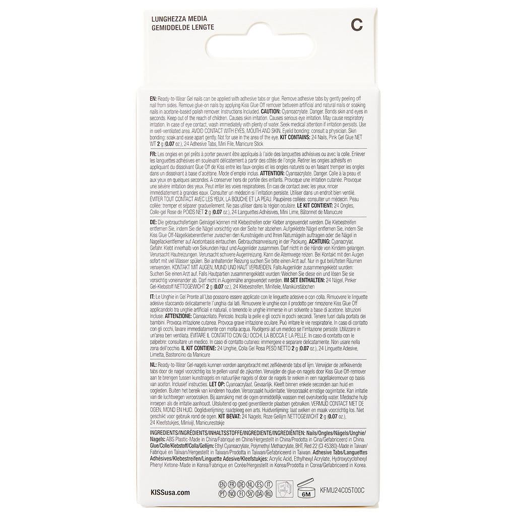 Kiss False Nails Gel Fantasy Nails - Rush Hour (Back of Pack)