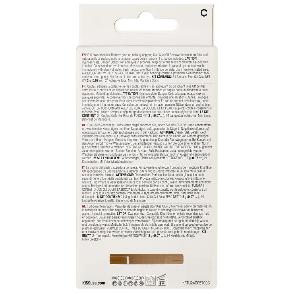 Kiss False Nails Gel Fantasy - Toe Nails (Back of Packaging)