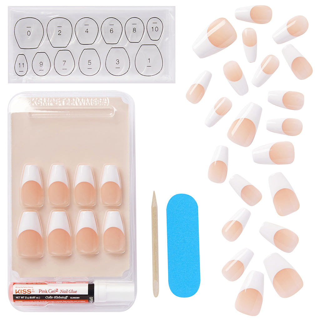 Kiss False Nails Salon Acrylic French Nails - Je T'aime (Open)