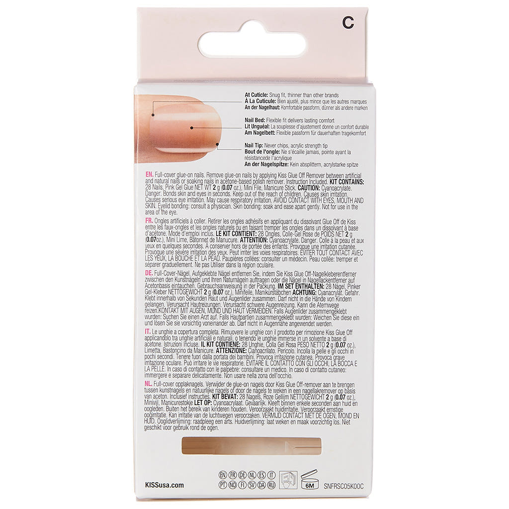 Kiss False Nails Salon Acrylic Nude French Nails - Breathtaking (Back of Pack)