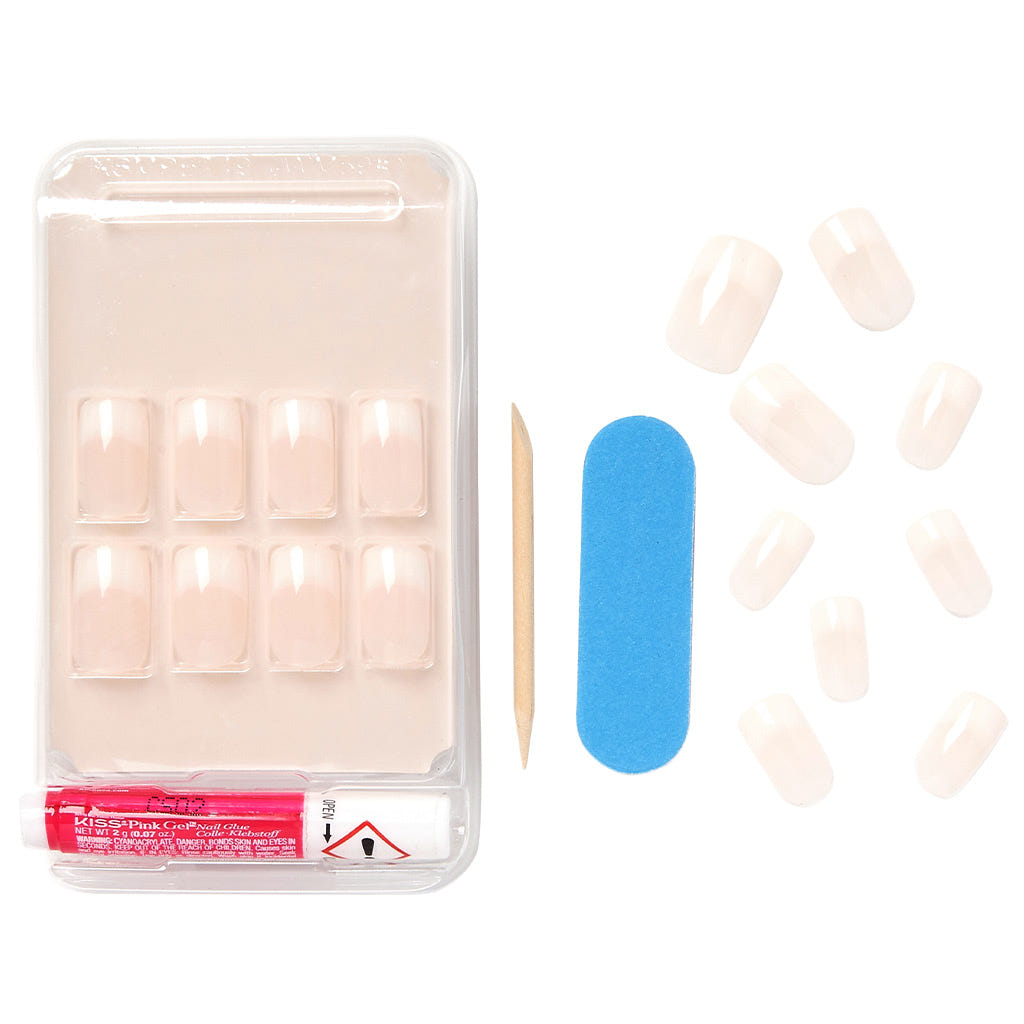Kiss False Nails Salon Acrylic Nude French Nails - Cashmere (Open)