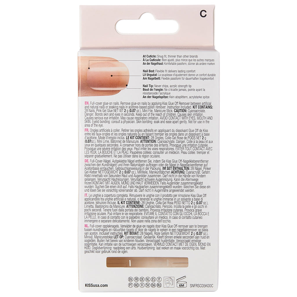 Kiss False Nails Salon Acrylic Nude French Nails - Graceful (Back of Pack)