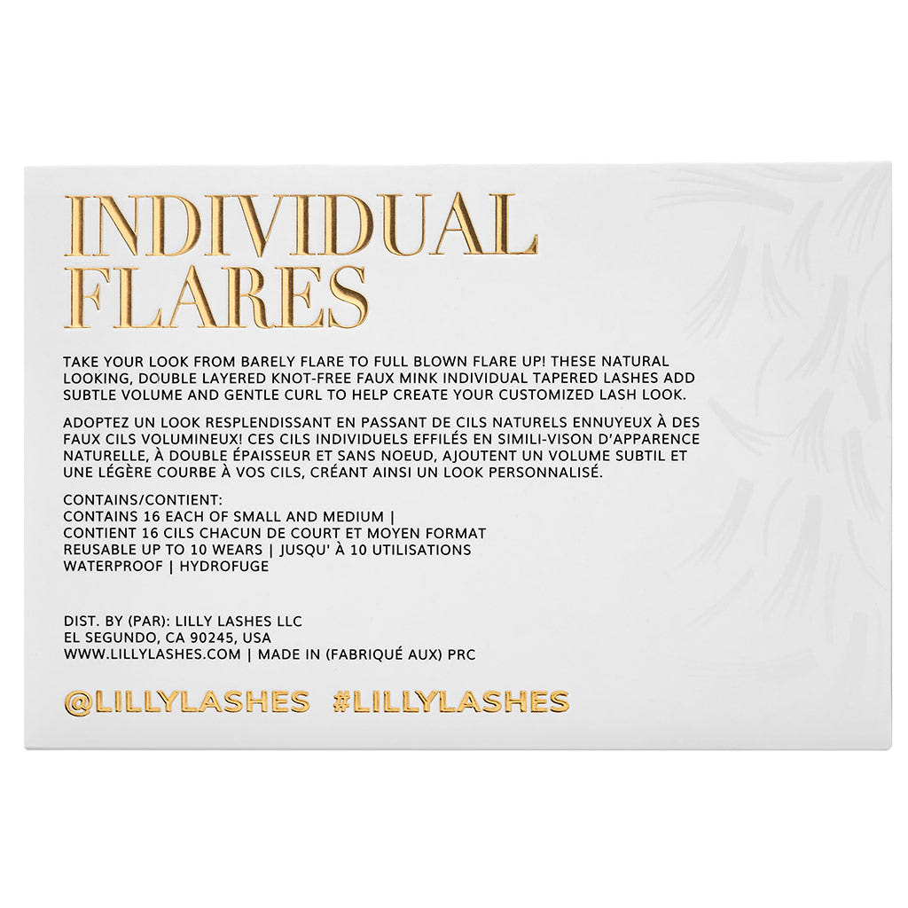 Lilly Lashes Barely Flare Individual Lashes (Back of Packaging)