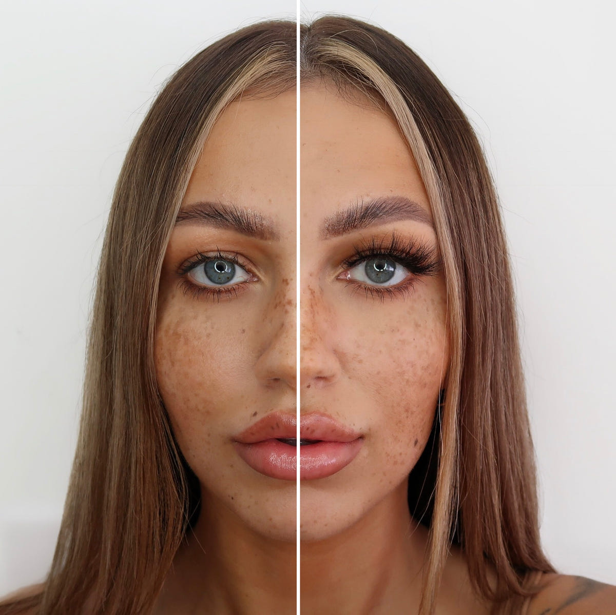 Lilly Lashes 3D Faux Mink Lashes - Miami Flare (Model Shot, Before and After)
