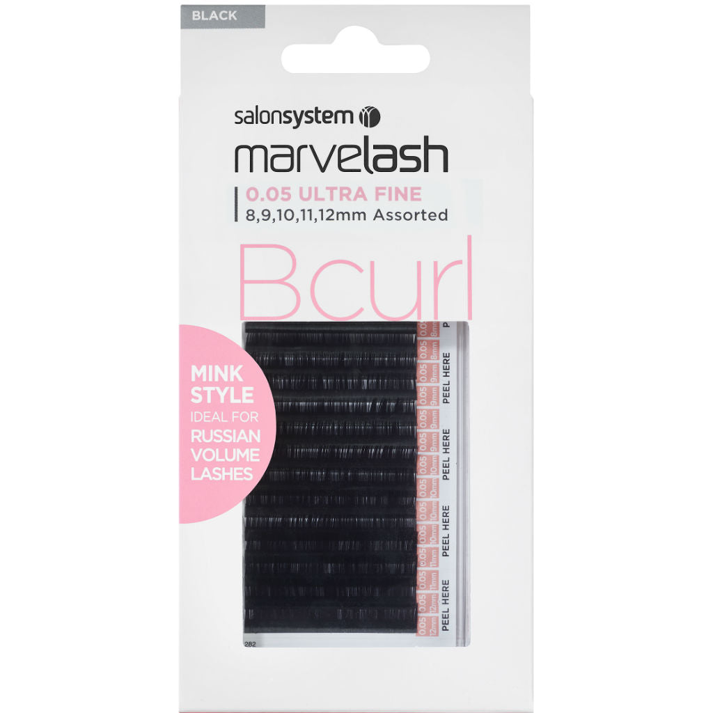 Marvelash B Curl Lashes 0.05 Ultra Fine Mink Style, Assorted Length (8, 9, 10, 11, 12mm)