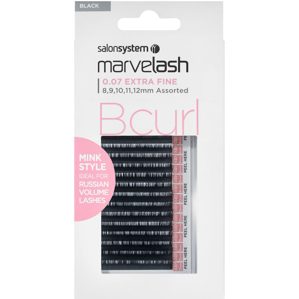 Marvelash B Curl Lashes 0.07 Extra Fine Mink Style, Assorted Length (8, 9, 10, 11, 12mm)