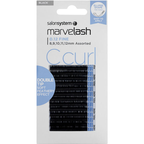 Marvelash C Curl Lashes 0.12 Fine Double Tip, Assorted Length (8, 9, 10, 11, 12mm)