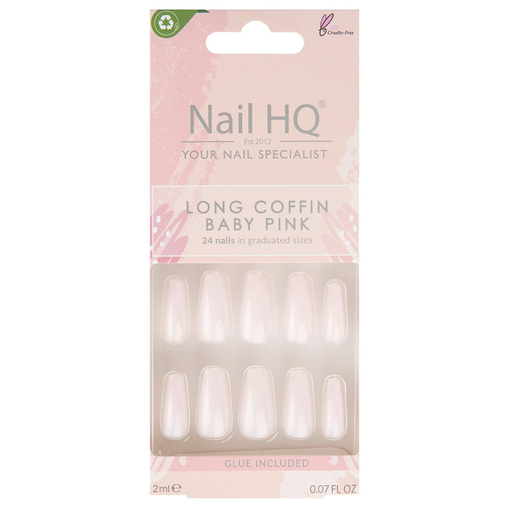 Nail Hq False Nails Long Coffin - Baby Pink