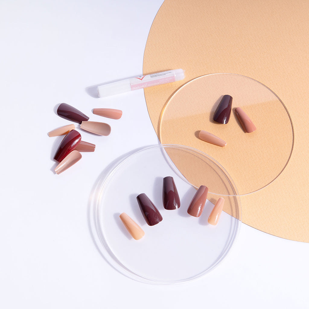 Nail HQ False Nails Long Coffin - Mixed Nudes (Lifestyle)