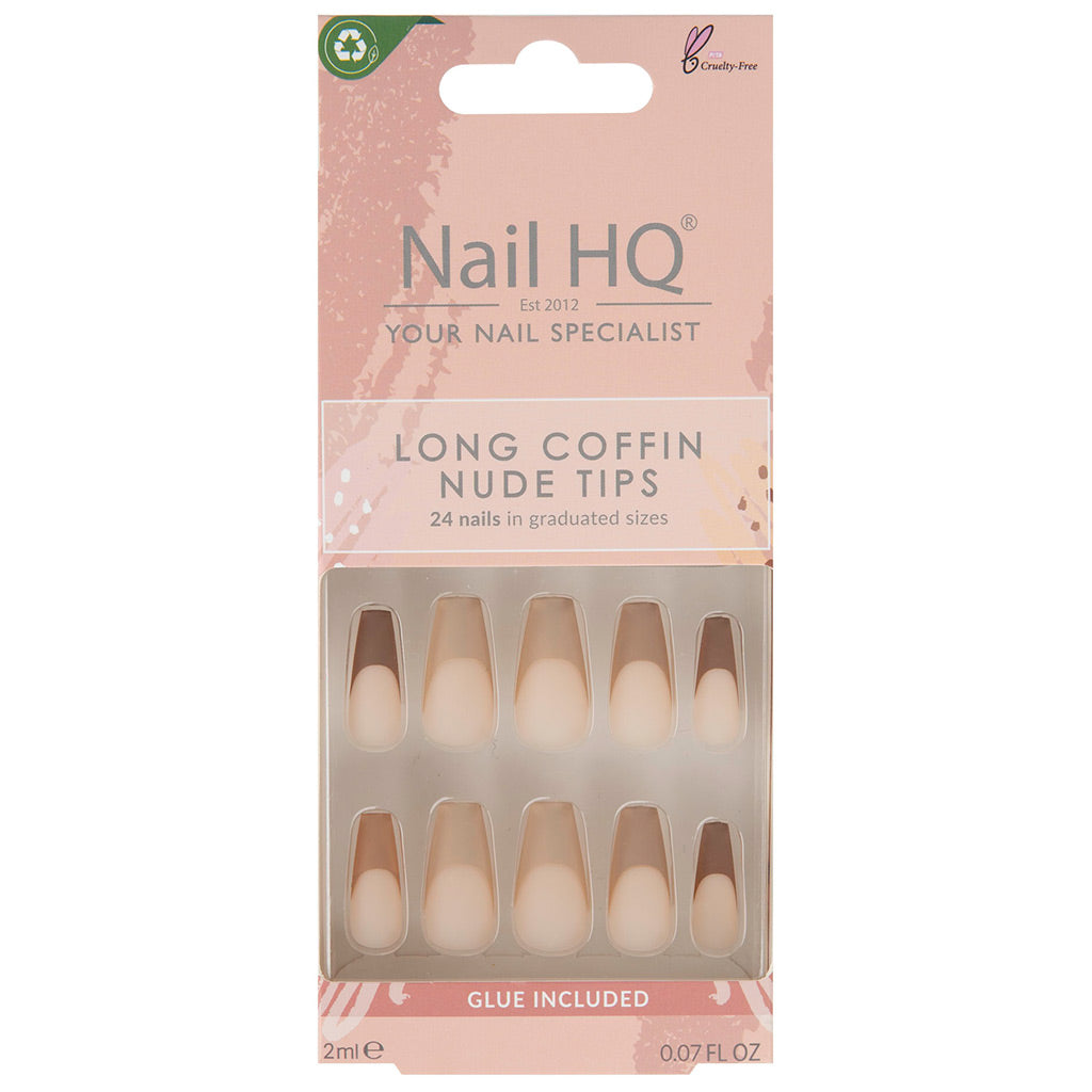 Nail Hq False Nails Long Coffin - Nude Tips