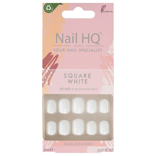 nail hq false nails square white 1 grande