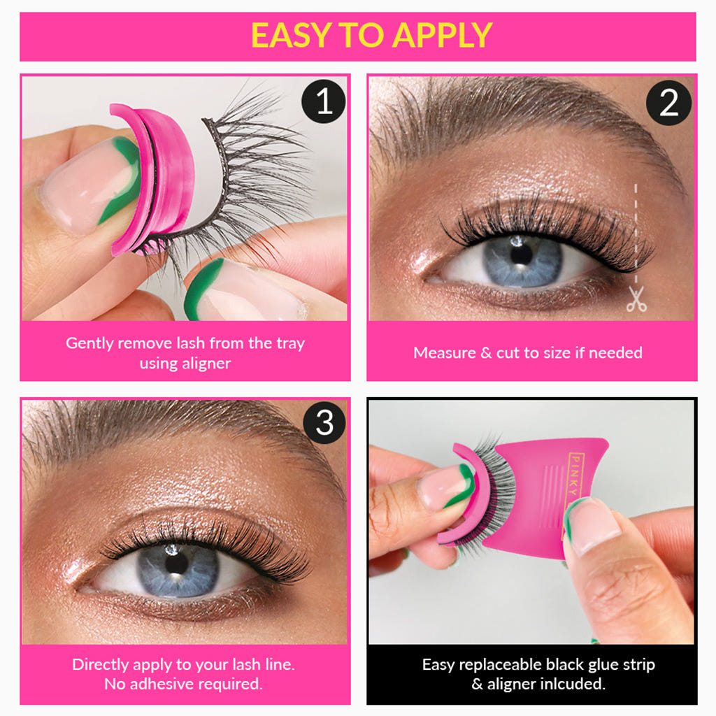 Pinky Goat Pre-Glued Lashes - Violet (Application Steps)