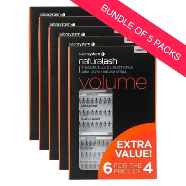 Salon System Individual Lashes Black Short 6 for 4 EXTRA VALUE PACK (BUNDLE OF 5)